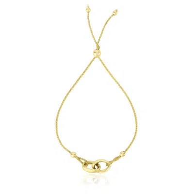 Yellow Gold 14k  Entwined Rings Adjustable Lariat Style Bracelet