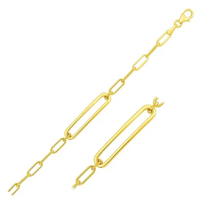 Yellow Gold 14k  High Polish Open Curved Paperclip Bracelet (3.30 Mm)