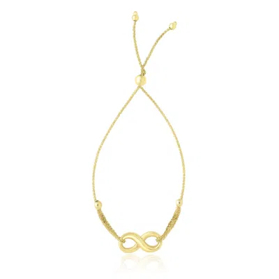 Yellow Gold 14k  Infinity Motif Adjustable Lariat Bracelet