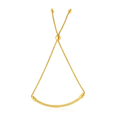 Yellow Gold 14k  Smooth Curved Bar And Lariat Style Bracelet (1.00 Mm)