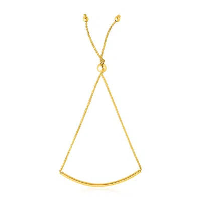 Yellow Gold 14k  Smooth Curved Bar Lariat Design Bracelet (0.80 Mm)