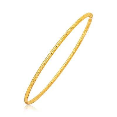 Yellow Gold 14k  Thin Textured Stackable Bangle