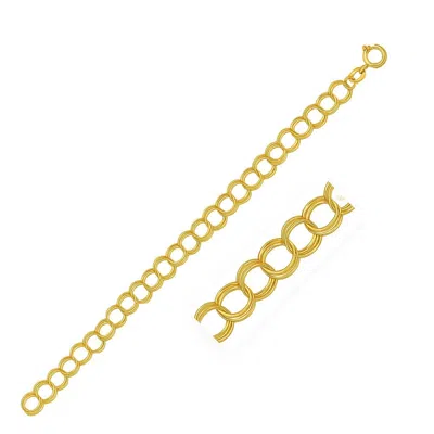 Yellow Gold 14k  Triple Link Charm Bracelet (5.00 Mm)