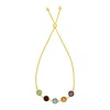 Yellow Gold Adjustable Bracelet With Multicolored Round Gemstones In 14k (1.00mm) In Yellow