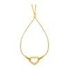 Yellow Gold Adjustable Bracelet With Shiny Open Heart In 14k  (1.00 Mm) In Gold