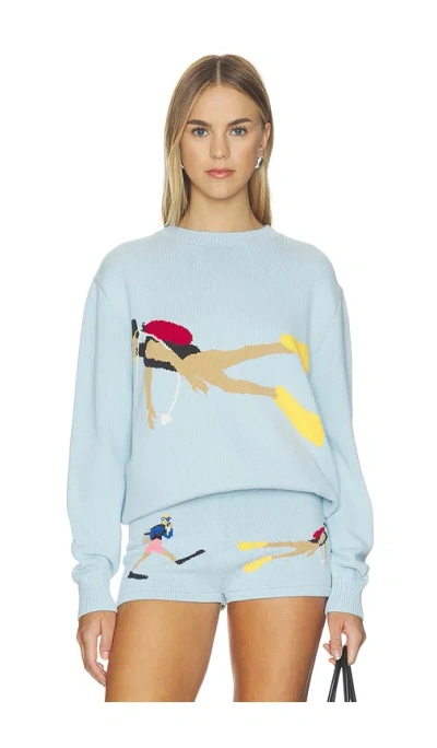 Yellow The Label Diver Knit Top In Blue