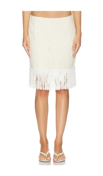 Yellow The Label Fritz Fringe Skirt In Neutral