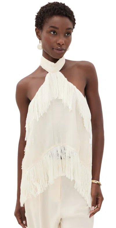 Yellow The Label Jones Fringe Top Ivory