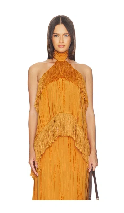 Yellow The Label Jones Fringe Top In Orange