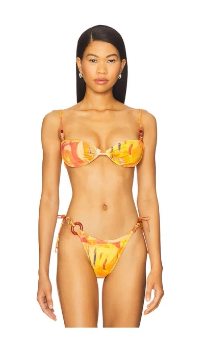 Yellow The Label Lane Bikini Top In Orange