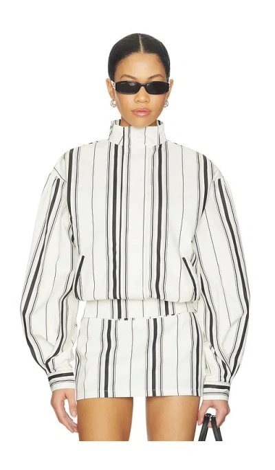 Yellow The Label Stacy Cotton Boxy Jacket In Off White Striped