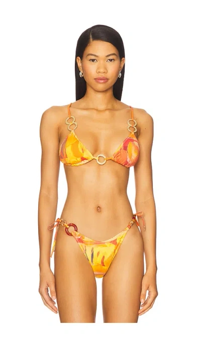 Yellow The Label Willow Ring Bikini Top In Orange