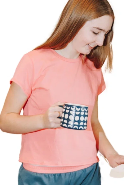 Yellowberry Kids'  Breeze Cotton Short Sleeve T-shirt In Coral Reef