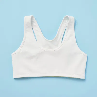 Yellowberry Kids'  Half Moon High-impact Sports Bra In White Iceberg