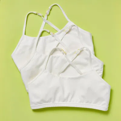 Yellowberry Kids'  Ladybug Cotton Bra 3pk In White Iceberg