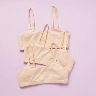 Yellowberry Kids'  Pipit Pima Cotton Bra 3pk In Beige