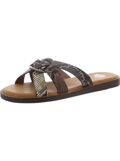 Yellowbox Beatriz Womens Faux Leather O-ring Slide Sandals In Brown