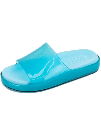 Yellowbox Marana Womens Textured Footbed Slide Sandals In Blue