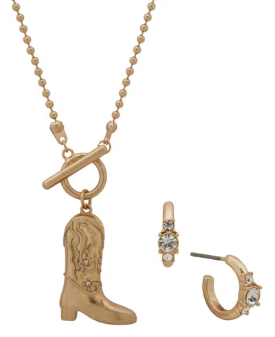 Yellowstone 2-pc. Boot Pendant Necklace And Hoop Earrings Gift Set In Gold