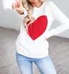 Yemak Luxe Love Sweater In Ivory/red In Multi