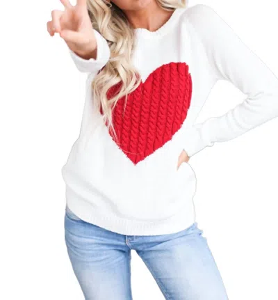 Yemak Luxe Love Sweater In Ivory/red In Multi