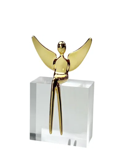 Yenny Cocq Llc Angel Figure In Gloss Gold