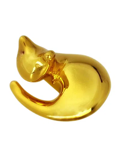 Yenny Cocq Llc Gold Curled Up Cat