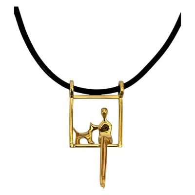 Yenny Cocq Llc Women's Woman With Dog Pendant In Gold