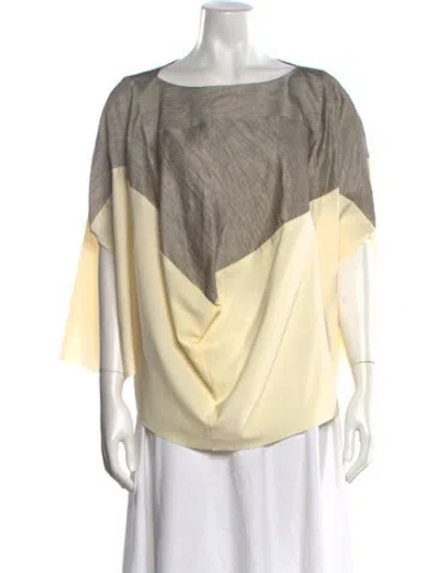 Pre-owned Yeohlee Linen Colorblock Pattern Top In Neutral