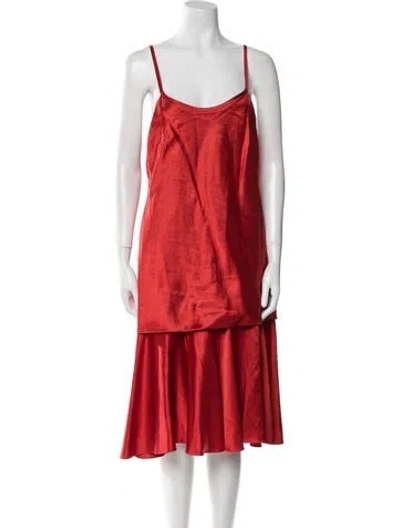 Pre-owned Yeohlee Scoop Neck Midi Length Dress In Red