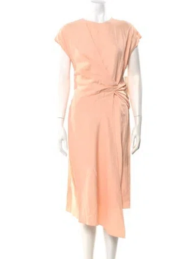 Pre-owned Yeon Crew Neck Midi Length Dress In Orange