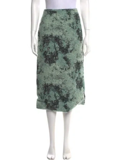 Pre-owned Yeon Lace Pattern Midi Length Skirt In Green