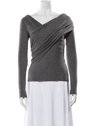 Pre-owned Yeon Off-the-shoulder Long Sleeve Top In Gray