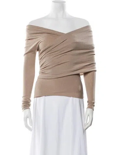 Pre-owned Yeon Off-the-shoulder Long Sleeve Top In Neutral