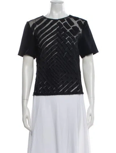 Pre-owned Yeon Patterned Crew Neck Top In White