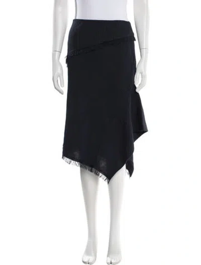 Pre-owned Yeon Raw-edge Trim Midi Length Skirt In Blue
