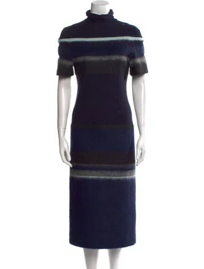 Pre-owned Yeon Virgin Wool Midi Length Dress In Black