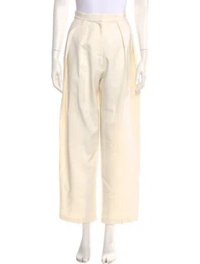 Pre-owned Yeon Wool Wide Leg Pants In Neutral