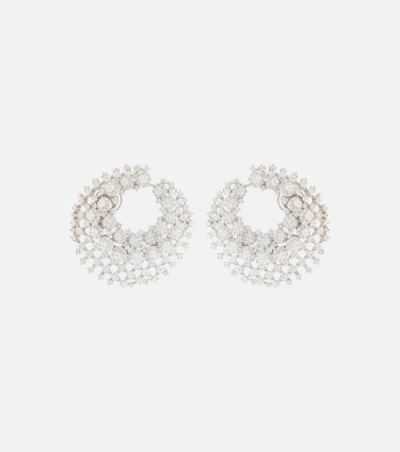 Yeprem 18kt White Gold Clip-on Earrings With Diamonds In Silber