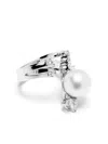 Yeprem 18kt White Gold Diamond And Pearl Ring In Silver