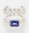 Yeprem 18kt White Gold Ring With Sapphire And Diamonds In Blue
