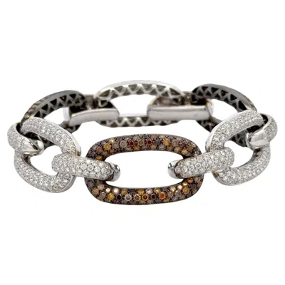 Pre-owned Yeprem Designer  Diamond Champagne Link Bracelet 27.93 Carats 18 Karat White Gold