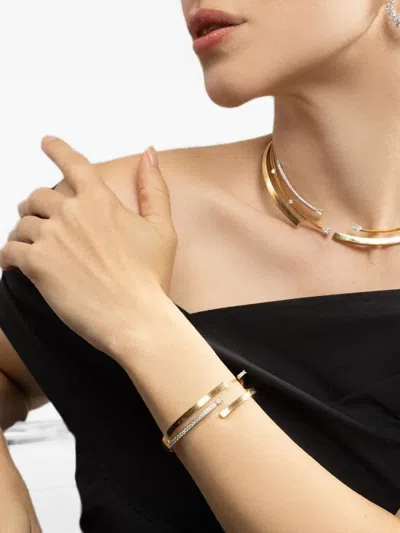 Yeprem Diamond Four Line Open Bracelet In Gold