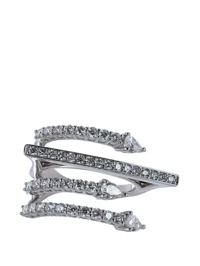 Yeprem Four Line Diamond Ring In Silver