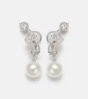 Yeprem Pearlescent 18kt Gold Clip Earrings With Diamonds And Pearls In Silver