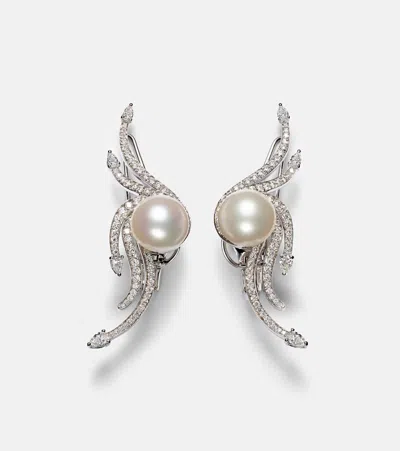 Yeprem Pearlescent 18kt White Gold Earrings With Diamonds And Pearls