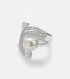 Yeprem Pearlescent 18kt White Gold Ring With Diamonds And Pearl