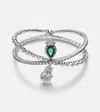 Yeprem Reign Supreme 18kt White Gold Bangle With Diamonds And Emerald In Silver