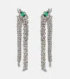 Yeprem Reign Supreme 18kt White Gold Drop Earrings With Diamonds And Emeralds In Silver