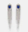 Yeprem Reign Supreme 18kt White Gold Drop Earrings With Diamonds And Sapphires In Silver